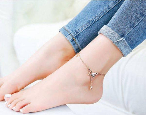 Pack Of 2 Koren Anklet Or Bracelet Simple & Beautiful Butterfly | Adjustable Size | For Girls, Women